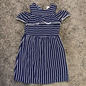Wonder Nation Blue and White Striped Casual Dress